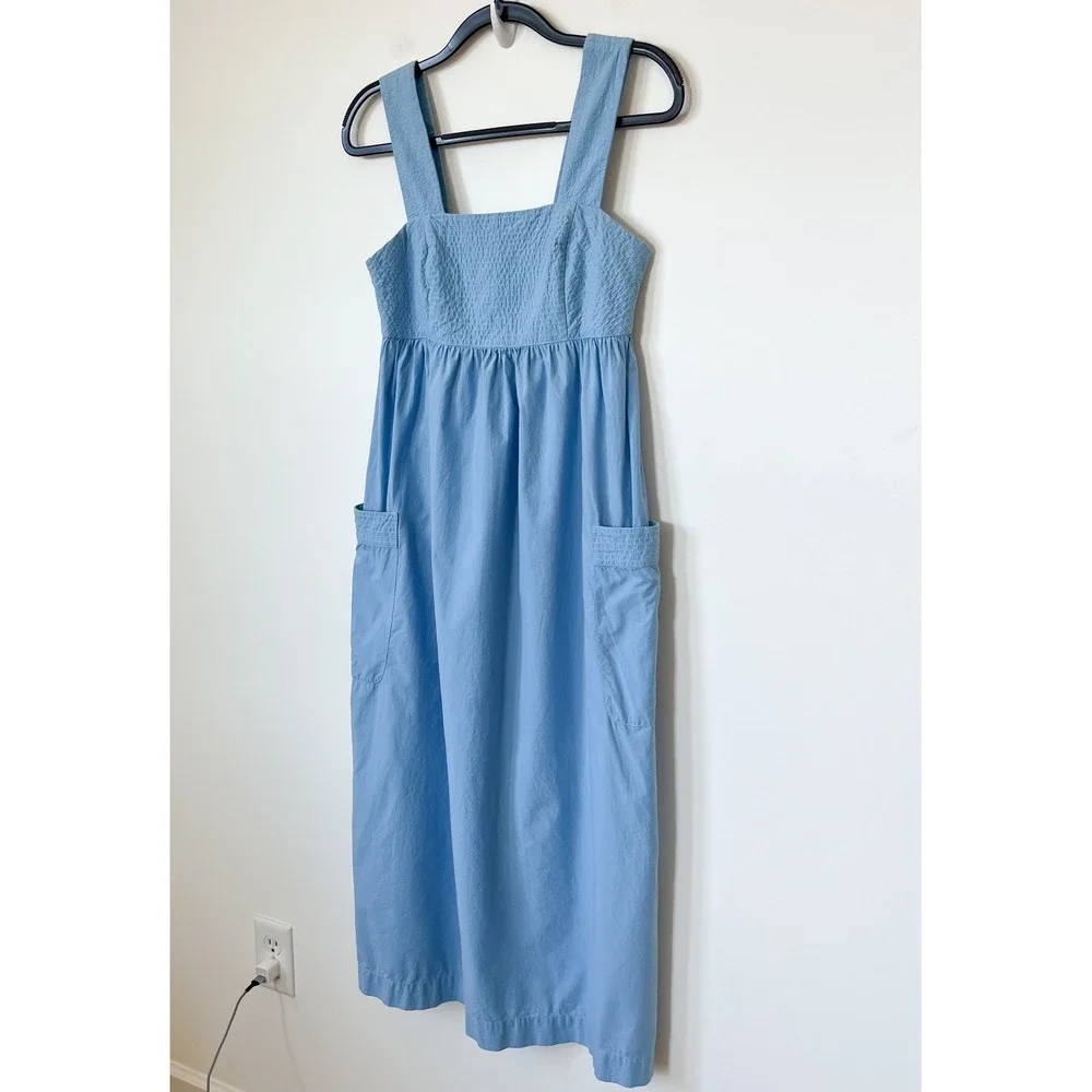 Madewell Cutout Back‎ Midi Dress Womens 0 Tropical Sky Blue